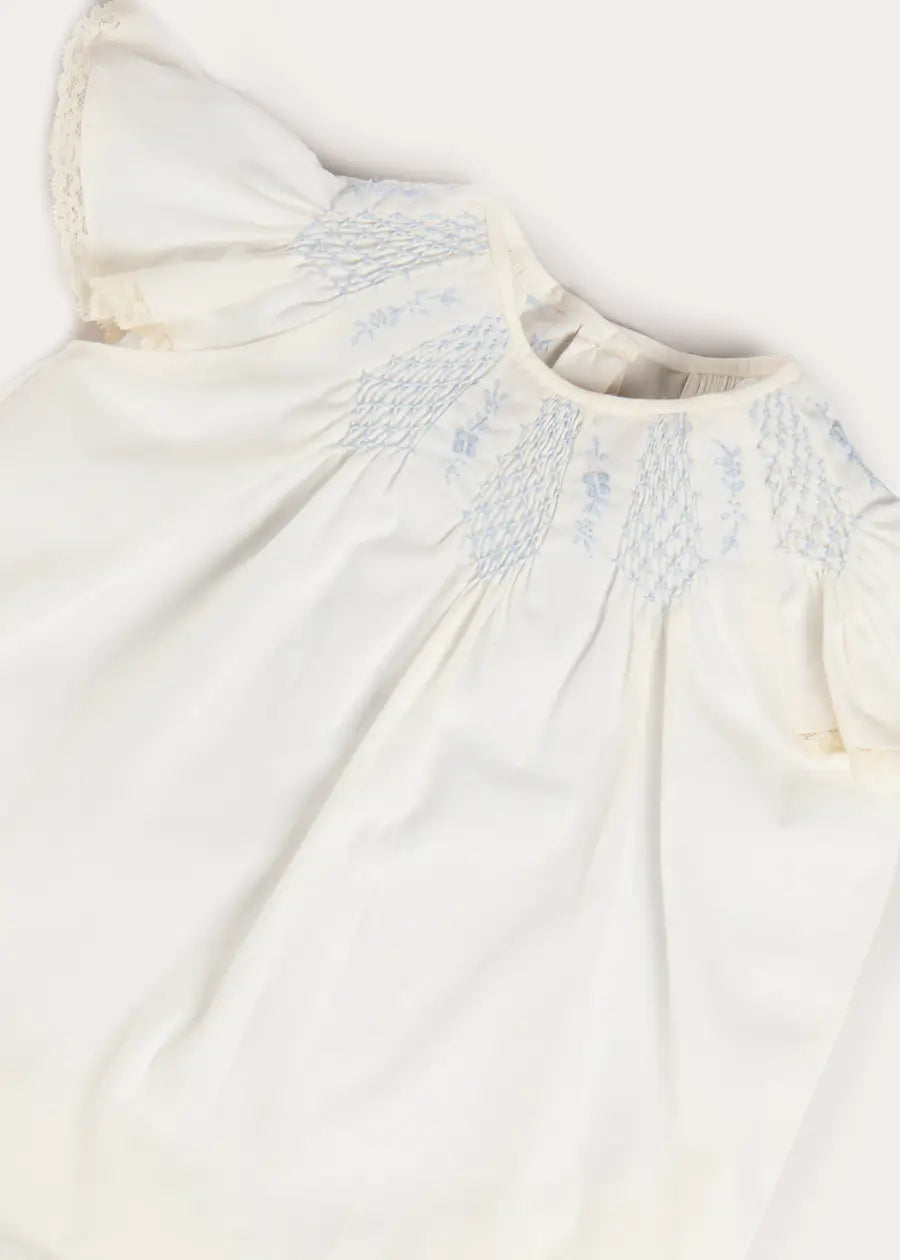 Butterfly Embroidered Lace Detail Cap Sleeve Blouse in White (18mths-10yrs) Blouses from Pepa London