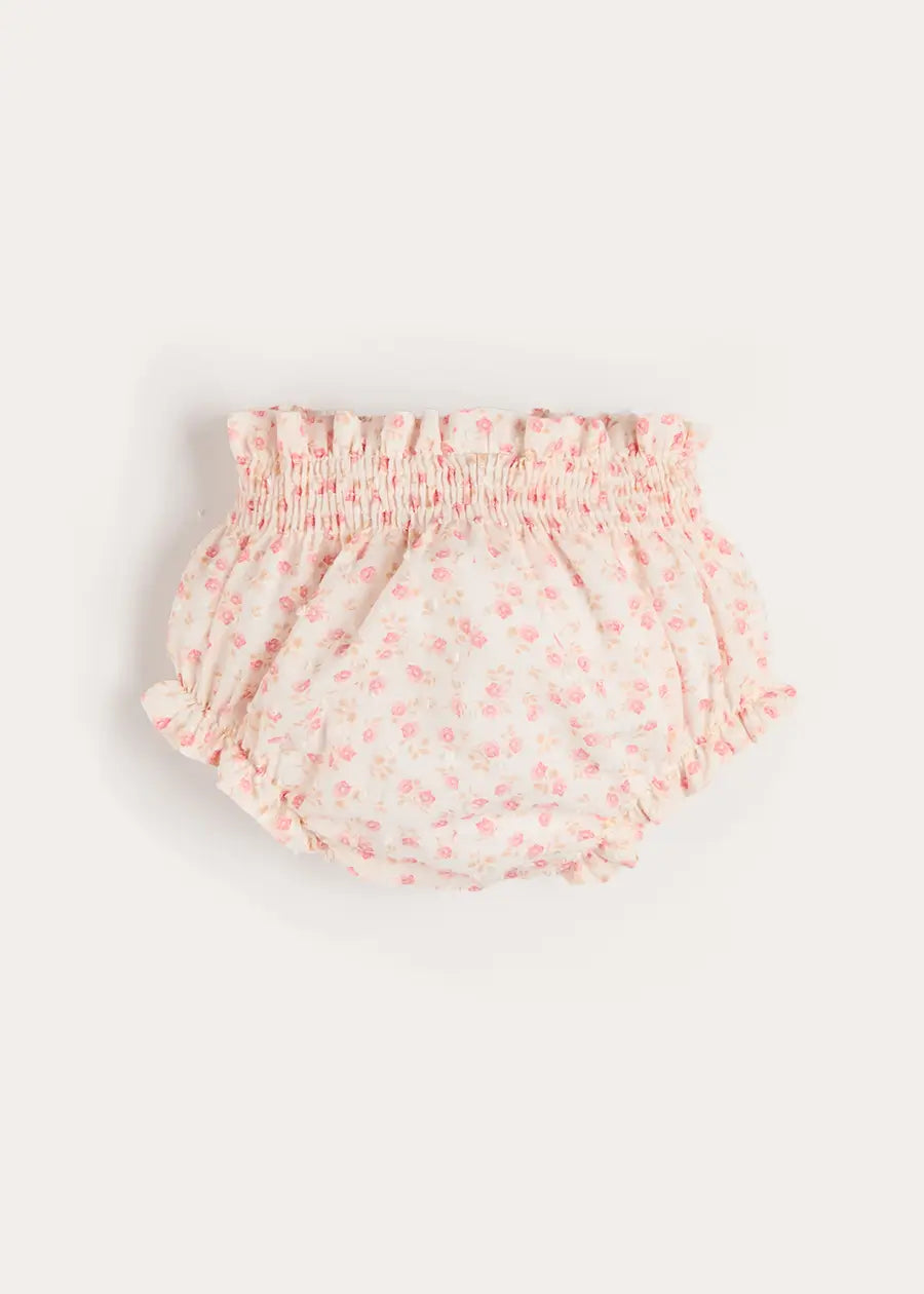 Martha Floral Bow Detail Swiss Voile Bloomers in Pink (1mth-12mths) Bloomers from Pepa London