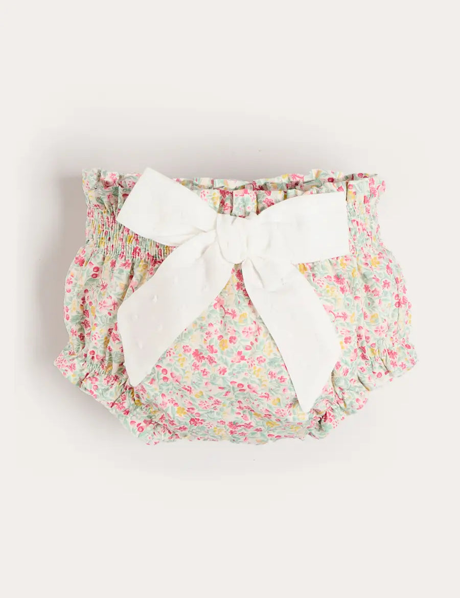 Adelaide Floral Bow Detail Bloomers in Pink (1mth-2yrs) BLOOMERS from Pepa London