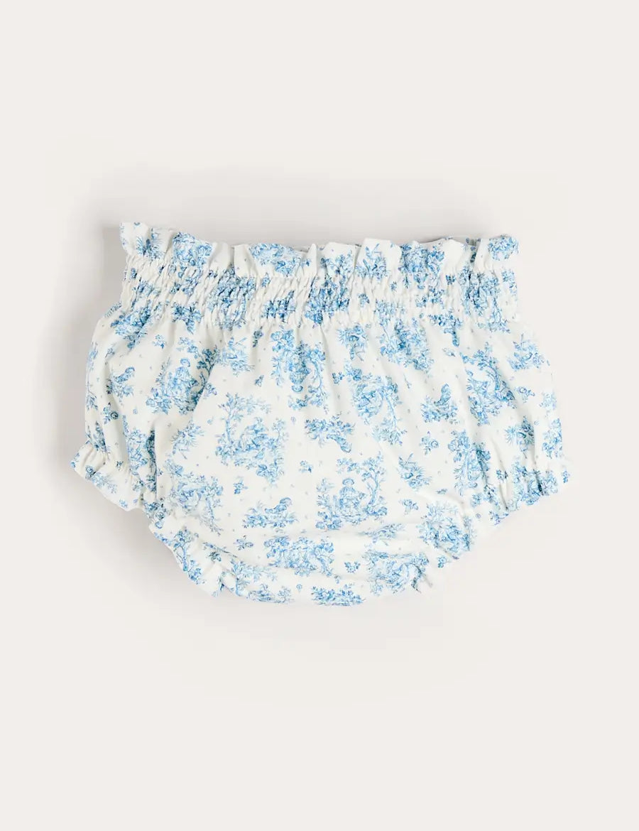 Audrey Toile Elasticated Waist Bloomers in Blue (1mth-12mths) Bloomers from Pepa London