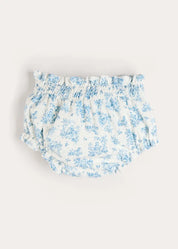 Audrey Toile Elasticated Waist Bloomers in Blue (1mth-12mths) Bloomers from Pepa London