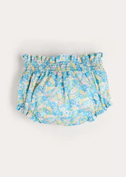 Leontyne Floral Elasticated Waist Bloomers in Blue Made with Liberty Fabric (1mth-3yrs) Bloomers from Pepa London