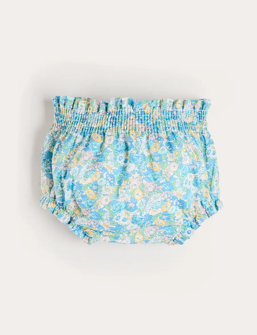 Leontyne Floral Elasticated Waist Bloomers in Blue Made with Liberty Fabric (1mth-3yrs) Bloomers from Pepa London