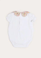 Adelaide Floral Petal Collar Bodysuit in Pink (1mth-2yrs) Tops & Bodysuits from Pepa London