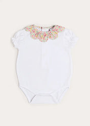 Adelaide Floral Petal Collar Bodysuit in Pink (1mth-2yrs) Tops & Bodysuits from Pepa London