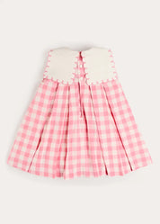Catherine Gingham Embroidered Sleeveless Trapeze Dress in Pink (12mths- 10yrs) Dresses from Pepa London
