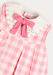 Catherine Gingham Embroidered Sleeveless Trapeze Dress in Pink (12mths- 10yrs) Dresses from Pepa London