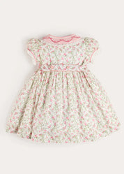 Alice Floral Double Breasted Hand Smocked Dress in Pink (12mths- 10yrs) Dresses from Pepa London