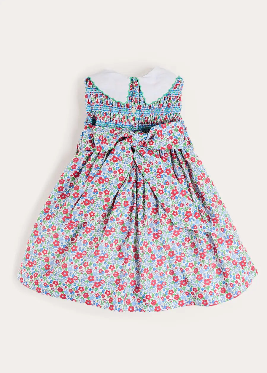 Emilia Floral Embroidered Collar Sleeveless Dress in Red (12mths- 10yrs) DRESSES from Pepa London