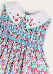 Emilia Floral Embroidered Collar Sleeveless Dress in Red (12mths- 10yrs) DRESSES from Pepa London