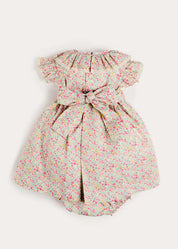 Adelaide Floral Hand Smocked Ruffle Collar Cap Sleeve Dress With Bloomers in Pink (12mths-6yrs) Dresses from Pepa London