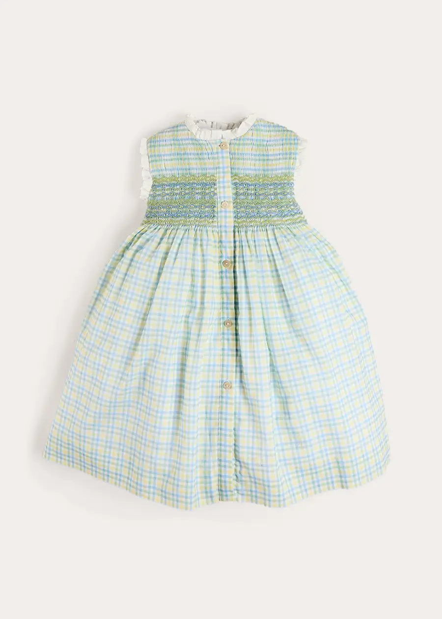 Pip Check Smocked Sleeveless Dress in Green (12mths- 10yrs) Dresses from Pepa London