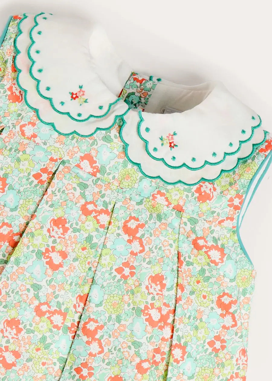 Mabel Floral Layered Scallop Collar Trapeze Dress in Green (12mths- 10yrs) DRESSES from Pepa London
