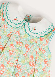 Mabel Floral Layered Scallop Collar Trapeze Dress in Green (12mths- 10yrs) DRESSES from Pepa London