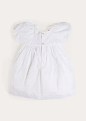 Flower Embroidered Broderie Anglaise Short Sleeve Dress in White (12mths-12yrs) DRESSES from Pepa London