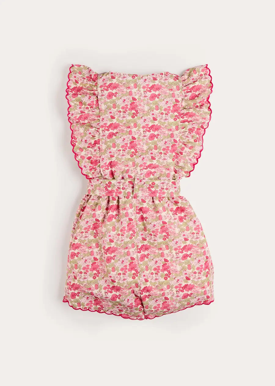 Margret Floral Ruffle Detail Playsuit in Pink (4-12yrs) Shorts from Pepa London
