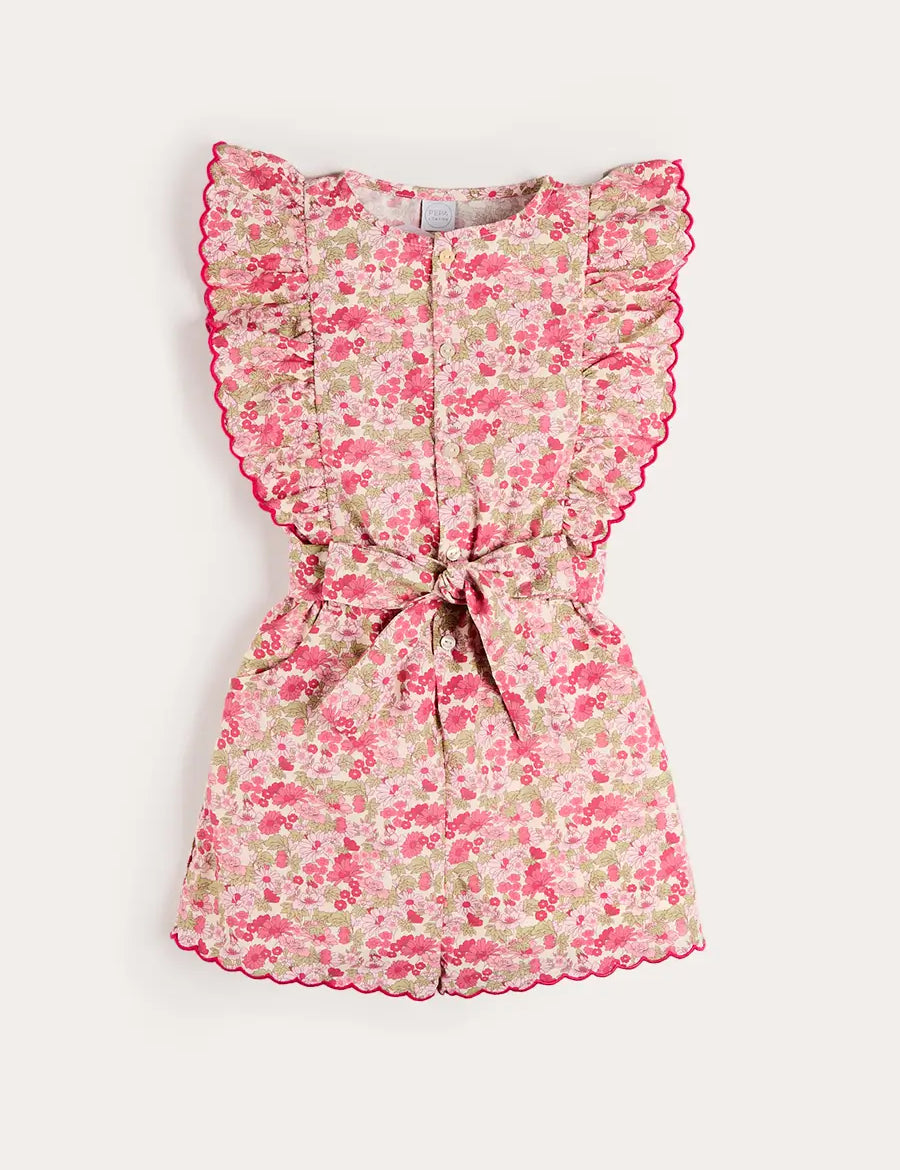 Margret Floral Ruffle Detail Playsuit in Pink (4-12yrs) Shorts from Pepa London