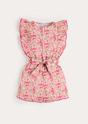 Margret Floral Ruffle Detail Playsuit in Pink (4-12yrs) Shorts from Pepa London