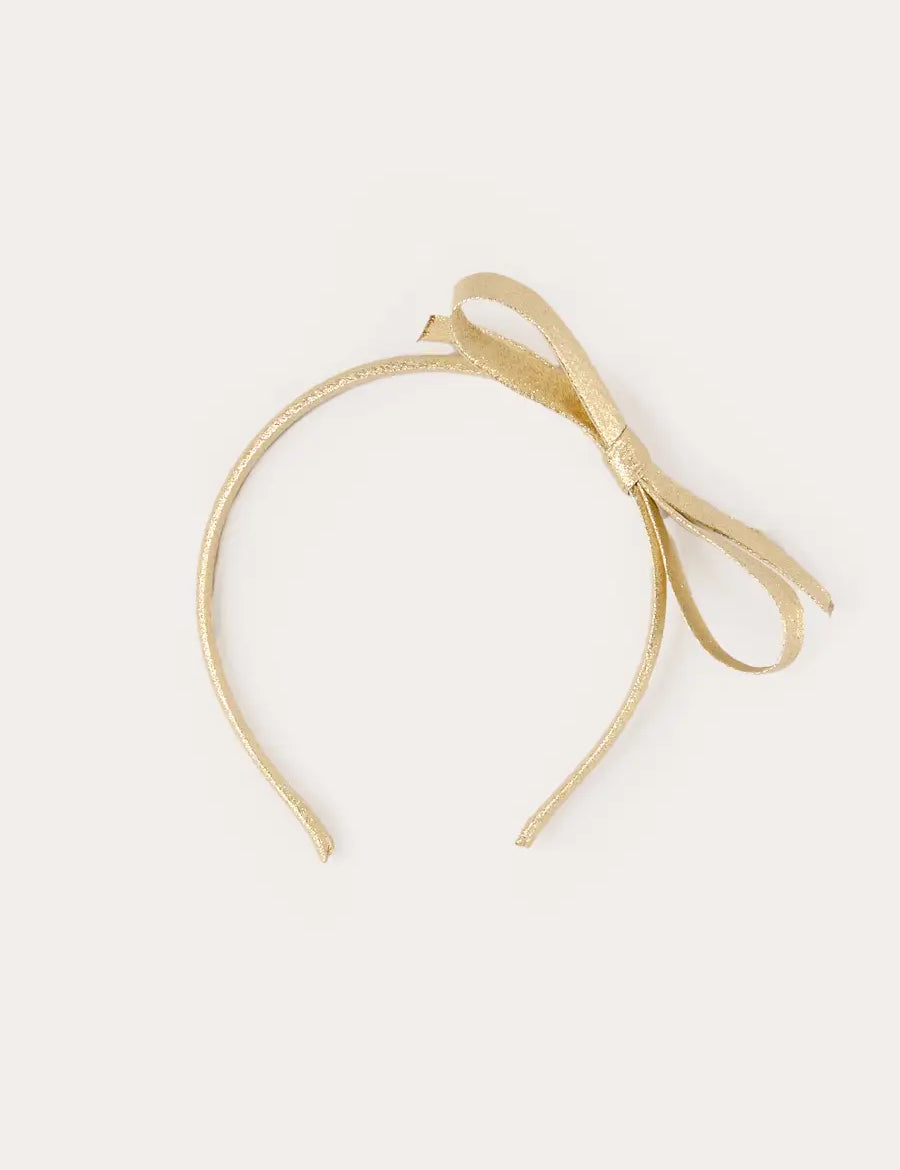 Thin Bow Hairband in Gold HAIR ACCESSORIES from Pepa London