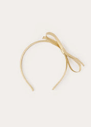 Thin Bow Hairband in Gold Hair Accessories from Pepa London