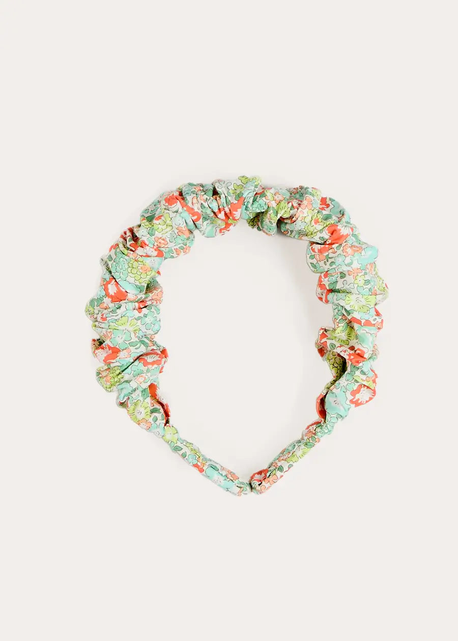 Mabel Floral Scrunchie Hairband in Green Hair Accessories from Pepa London