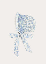 Audrey Toile Hand Smocked Bonnet in Blue (XS-L) Bonnets from Pepa London