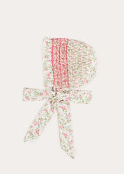 Alice Floral Hand Smocked Bonnet in Pink (XS-L) Bonnets from Pepa London