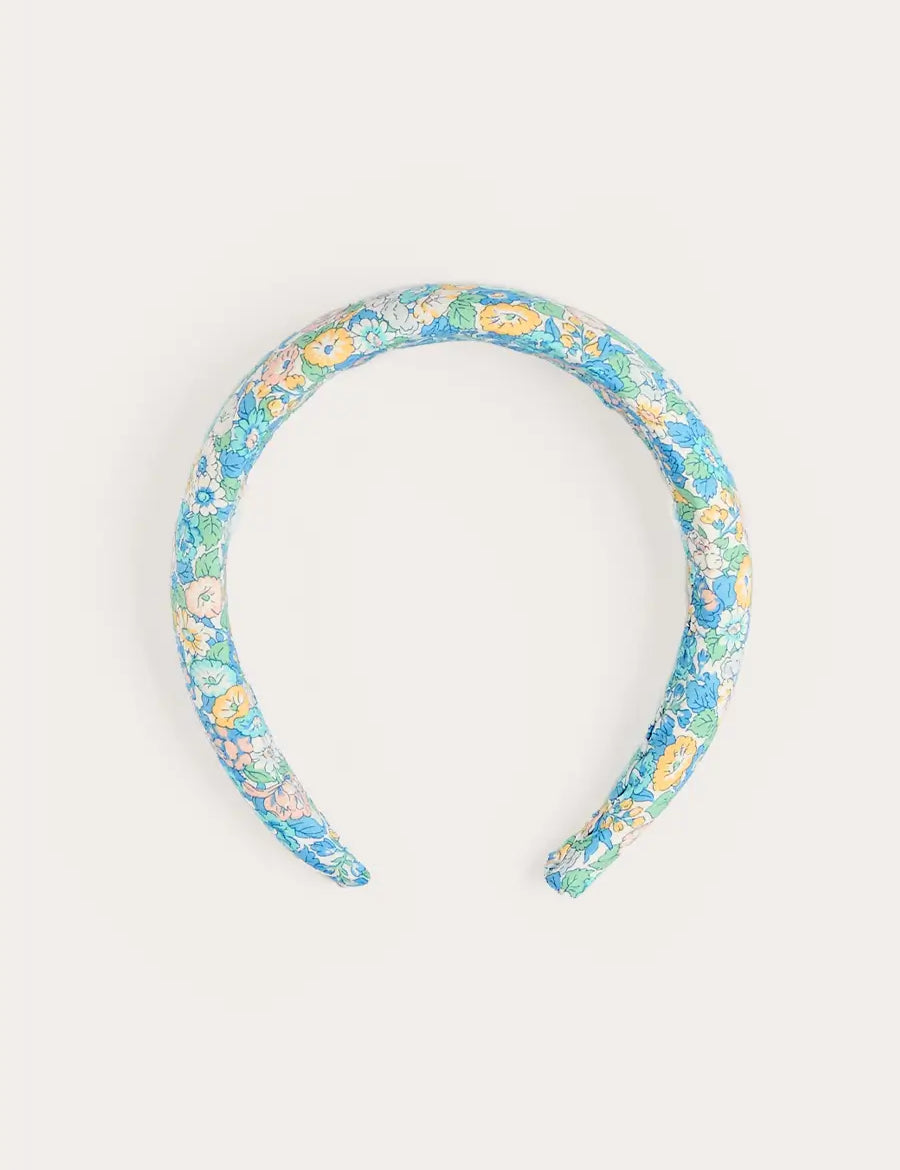 Leontyne Floral Padded Hairband in Blue Made with Liberty Fabric Hair Accessories from Pepa London