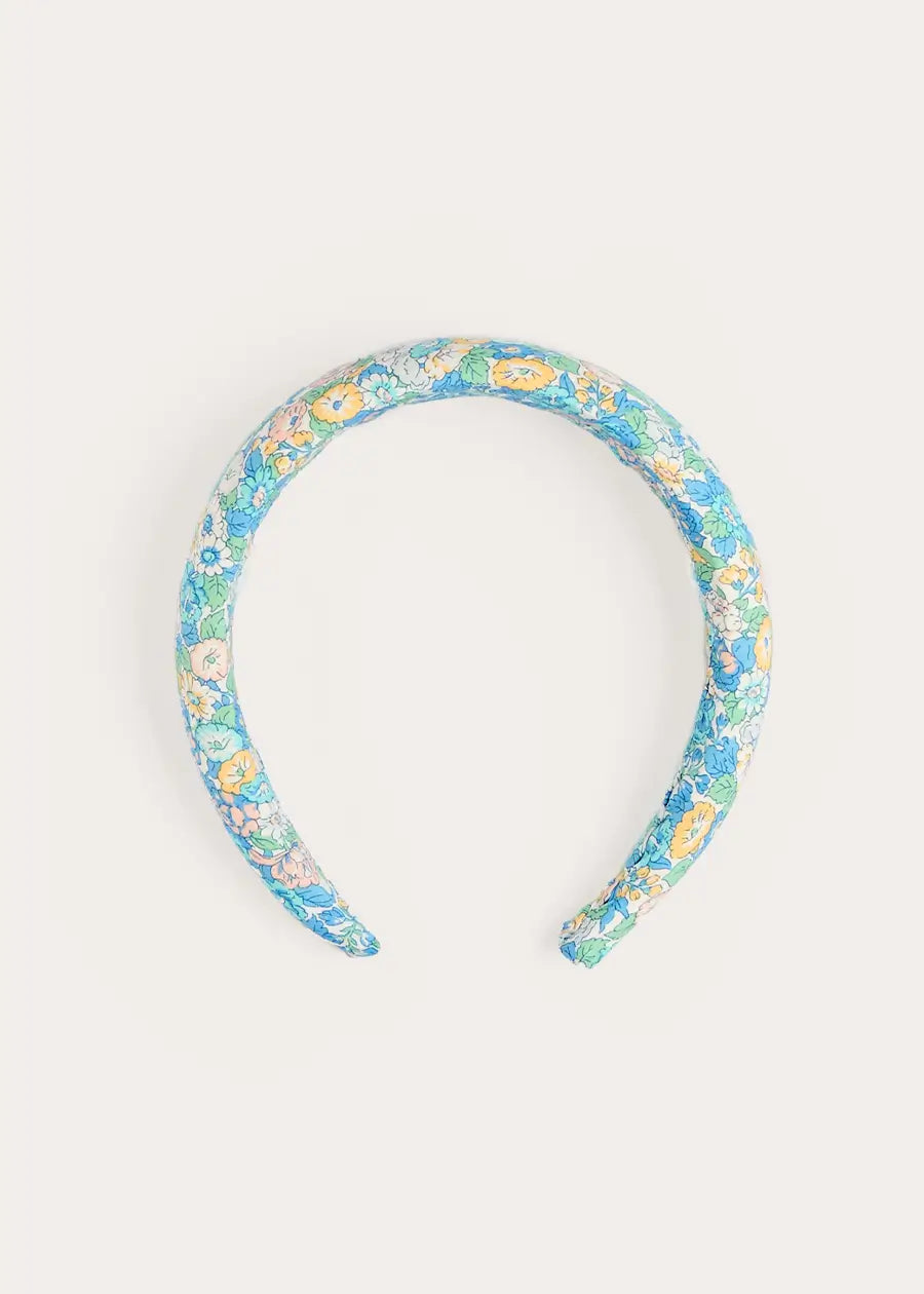 Leontyne Floral Padded Hairband in Blue Made with Liberty Fabric Hair Accessories from Pepa London