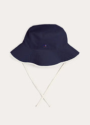 Boat Embroidered Beach Hat in Navy (S-L) Accessories from Pepa London