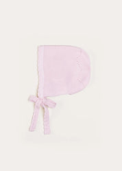 Lace Detail Bonnet in Baby Pink (0-9mths) Bonnets from Pepa London