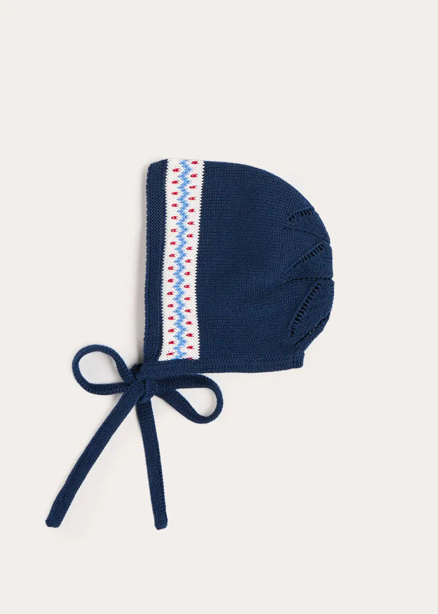 Fair Isle Bonnet in Navy (S-L) Bonnets from Pepa London