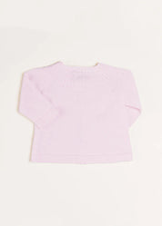 Openwork Detail Baby Cardigan in Baby Pink (1-9mths) Knitwear from Pepa London