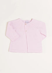 Openwork Detail Baby Cardigan in Baby Pink (1-9mths) Knitwear from Pepa London