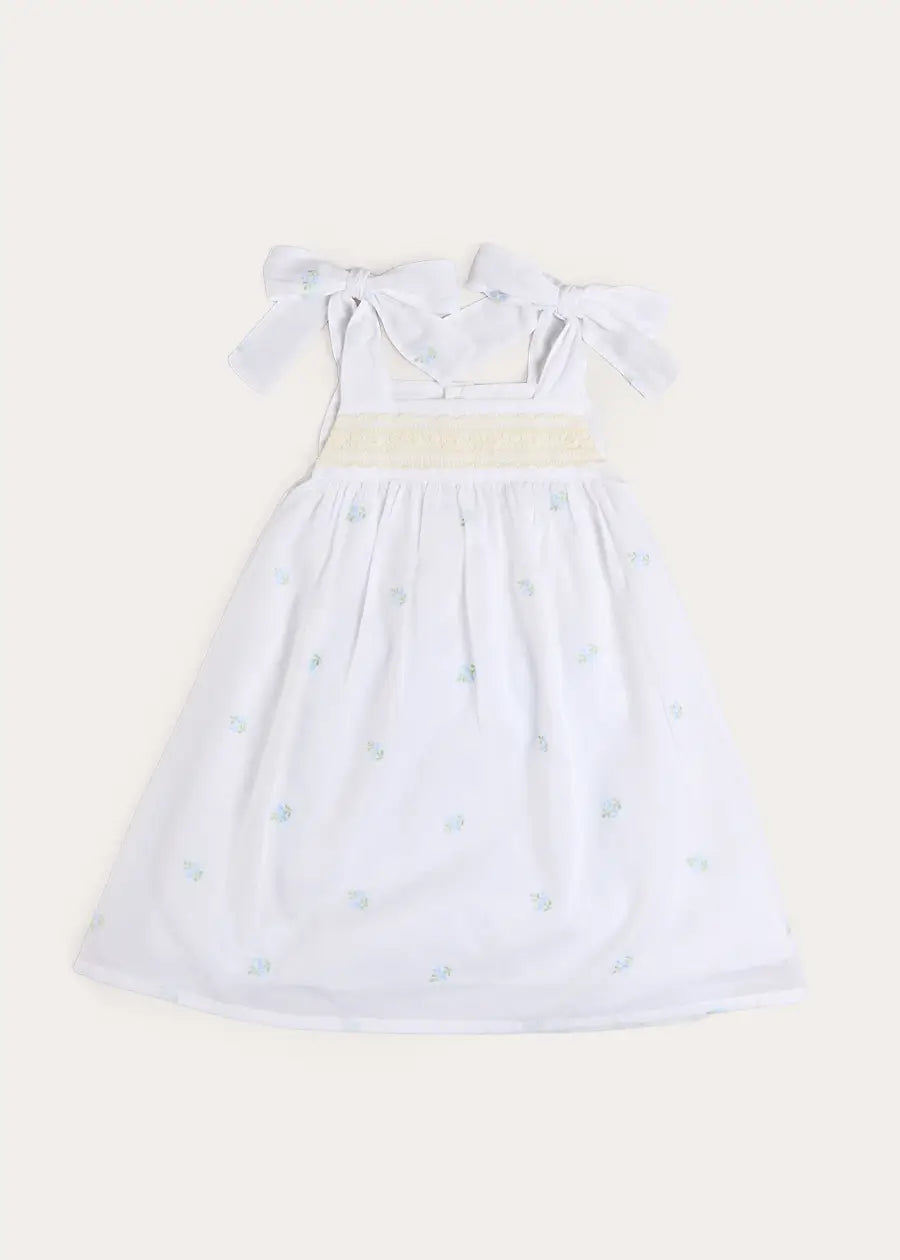 Bluebell Embroidered Bow Shoulder Tie Night Dress in White (18mths- 10yrs) Nightwear from Pepa London