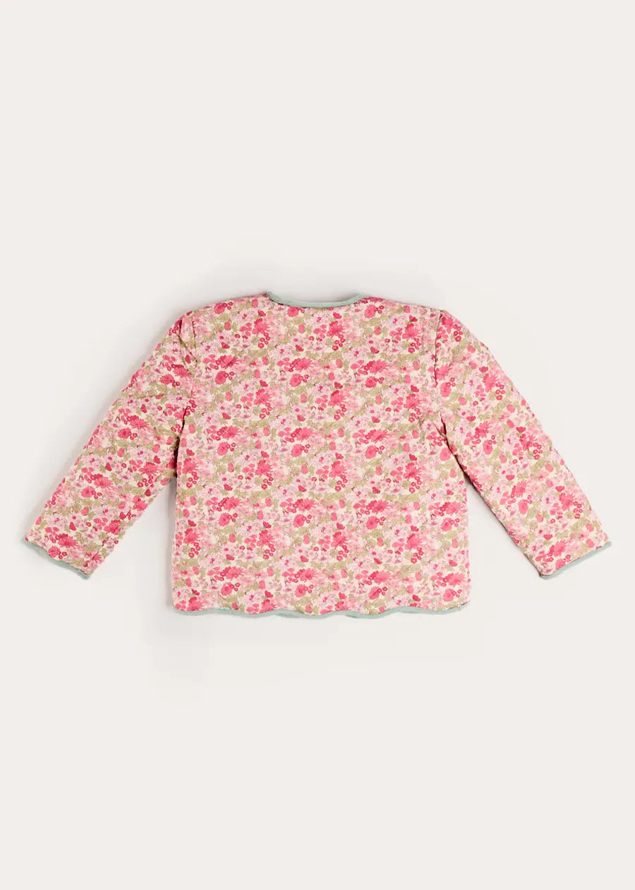 Margret Floral Reversible Quilted Jacket in Pink (4-12yrs) Coats from Pepa London