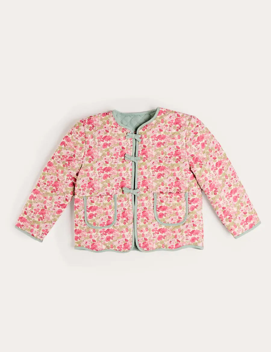 Margret Floral Reversible Quilted Jacket in Pink (4-12yrs) COATS from Pepa London