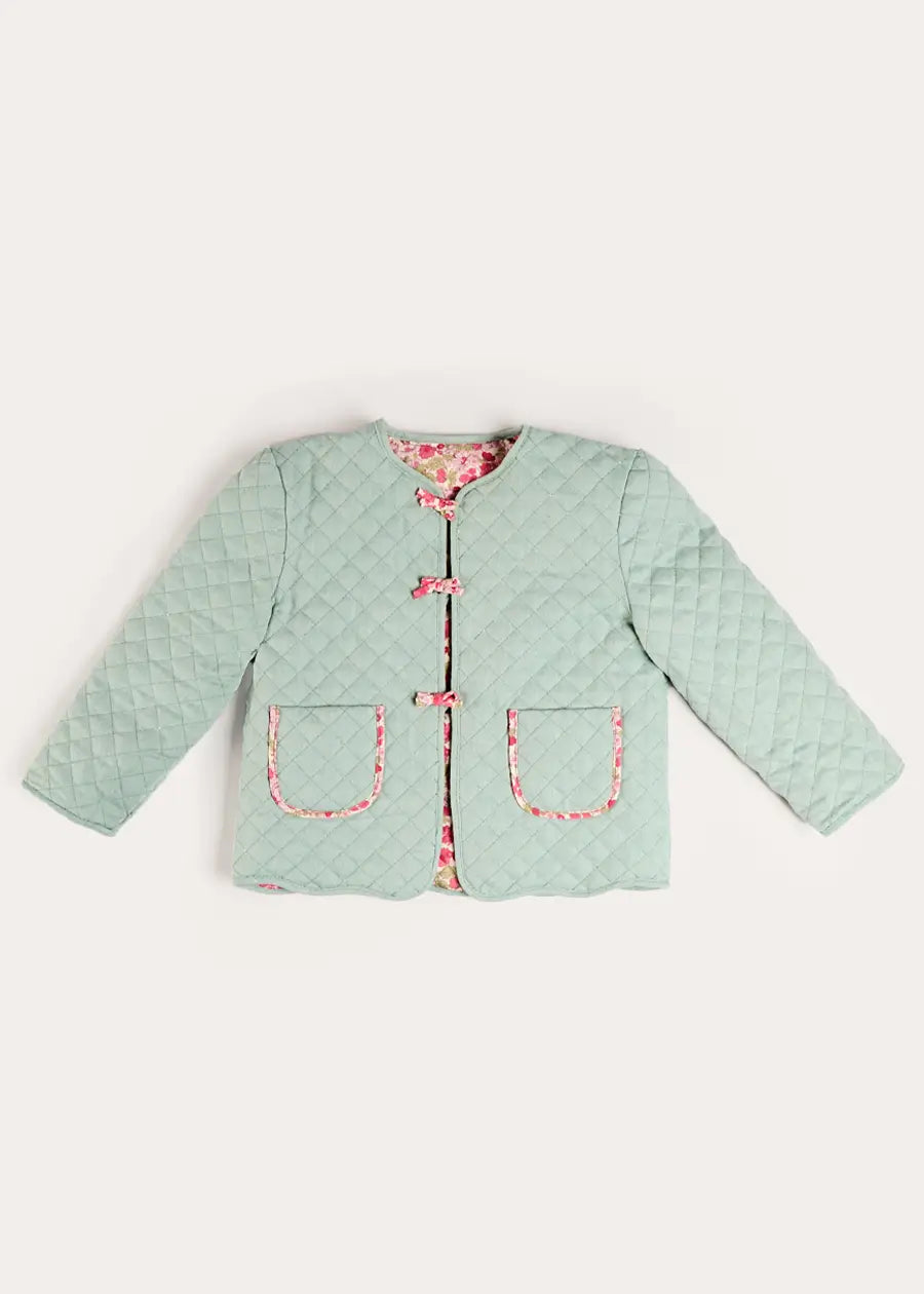 Margret Floral Reversible Quilted Jacket in Pink (4-12yrs) Coats from Pepa London
