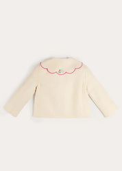 Wildflower Embroidered Statement Collar Jacket in Cream (4-12yrs) Coats from Pepa London