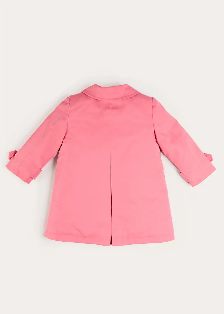 Double Breasted Margaret Floral Lined Rain Coat in Raspberry (18mths-12yrs) Coats from Pepa London