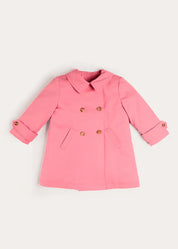 Double Breasted Margaret Floral Lined Rain Coat in Raspberry (18mths-12yrs) Coats from Pepa London
