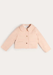 Brighton Boucle Tweed Peter Pan Collar Pocket Detail Jacket in Pink (4-12yrs) Coats from Pepa London