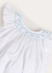 Hand Smocked Romper in Blue (3-18mths) Rompers from Pepa London