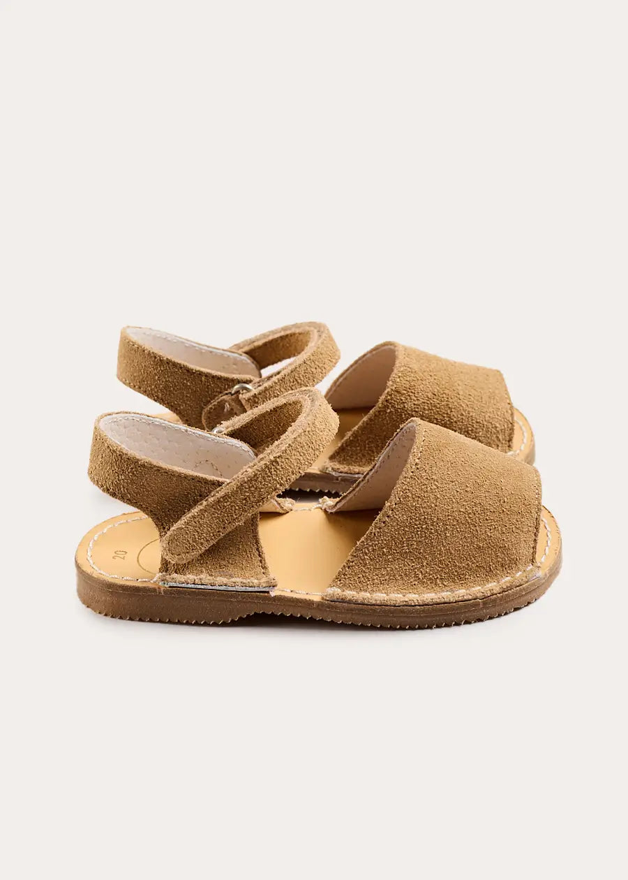 Open Toe Suede Sandals in Camel (21-30EU) Shoes from Pepa London