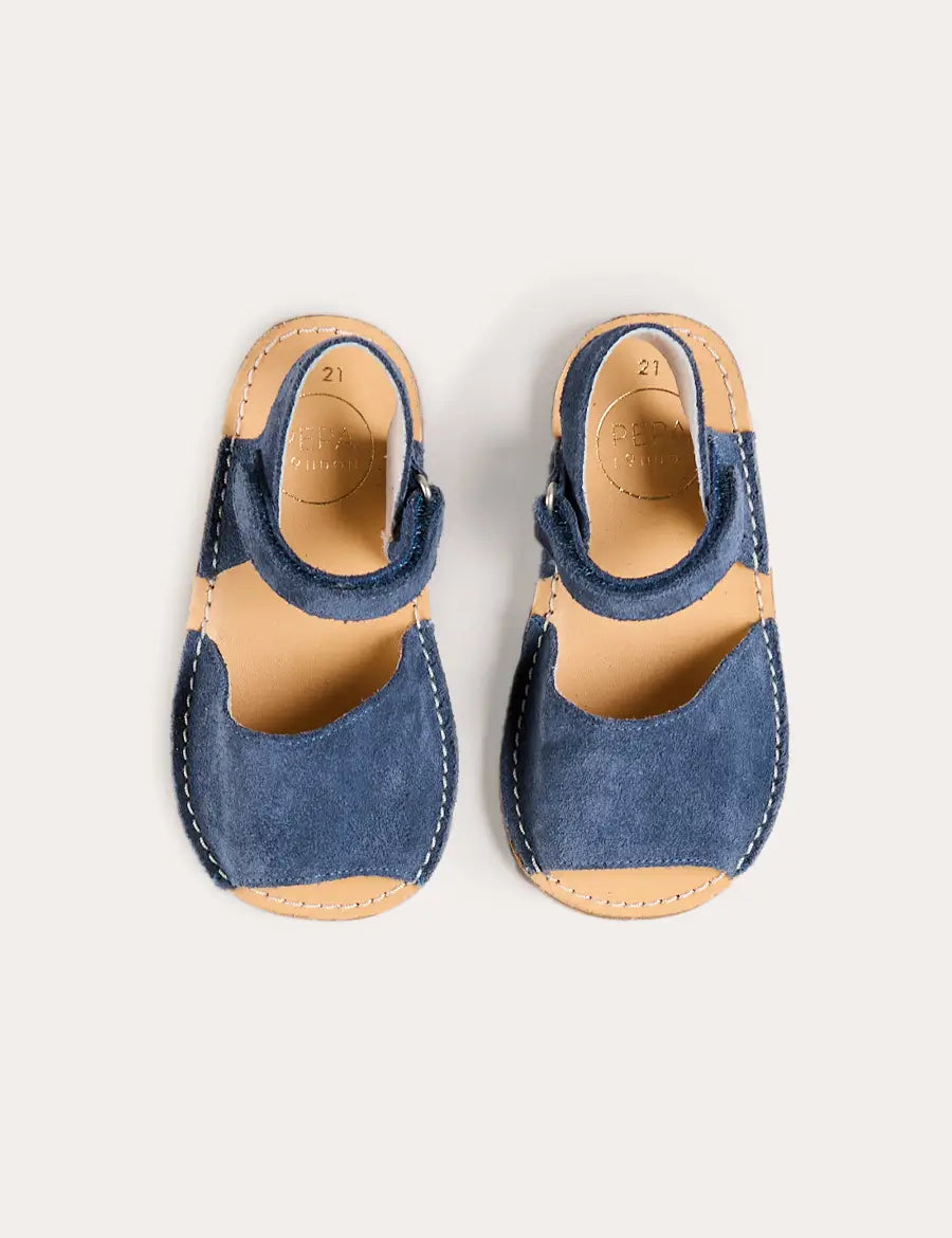 Open Toe Suede Sandals in Navy (21-30EU) Shoes from Pepa London