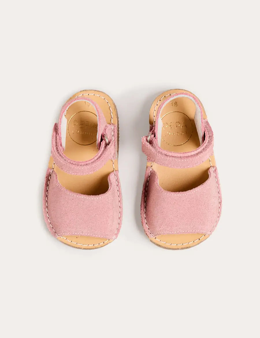Open Toe Suede Sandals in Pink (21-30EU) Shoes from Pepa London