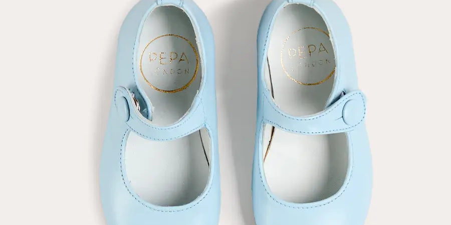 Leather Mary Jane Shoes in Sky Blue (24-35EU) Shoes from Pepa London
