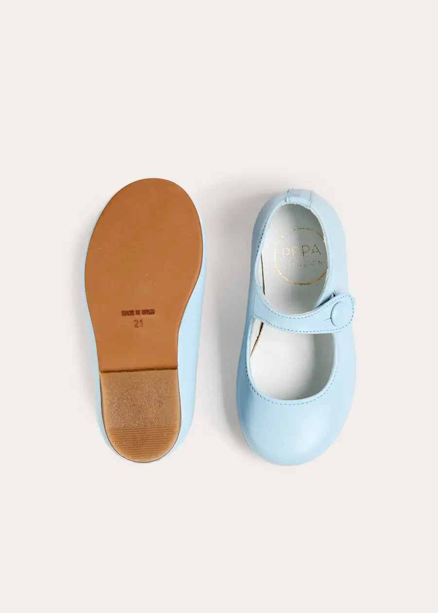 Leather Mary Jane Shoes in Sky Blue (24-35EU) Shoes from Pepa London