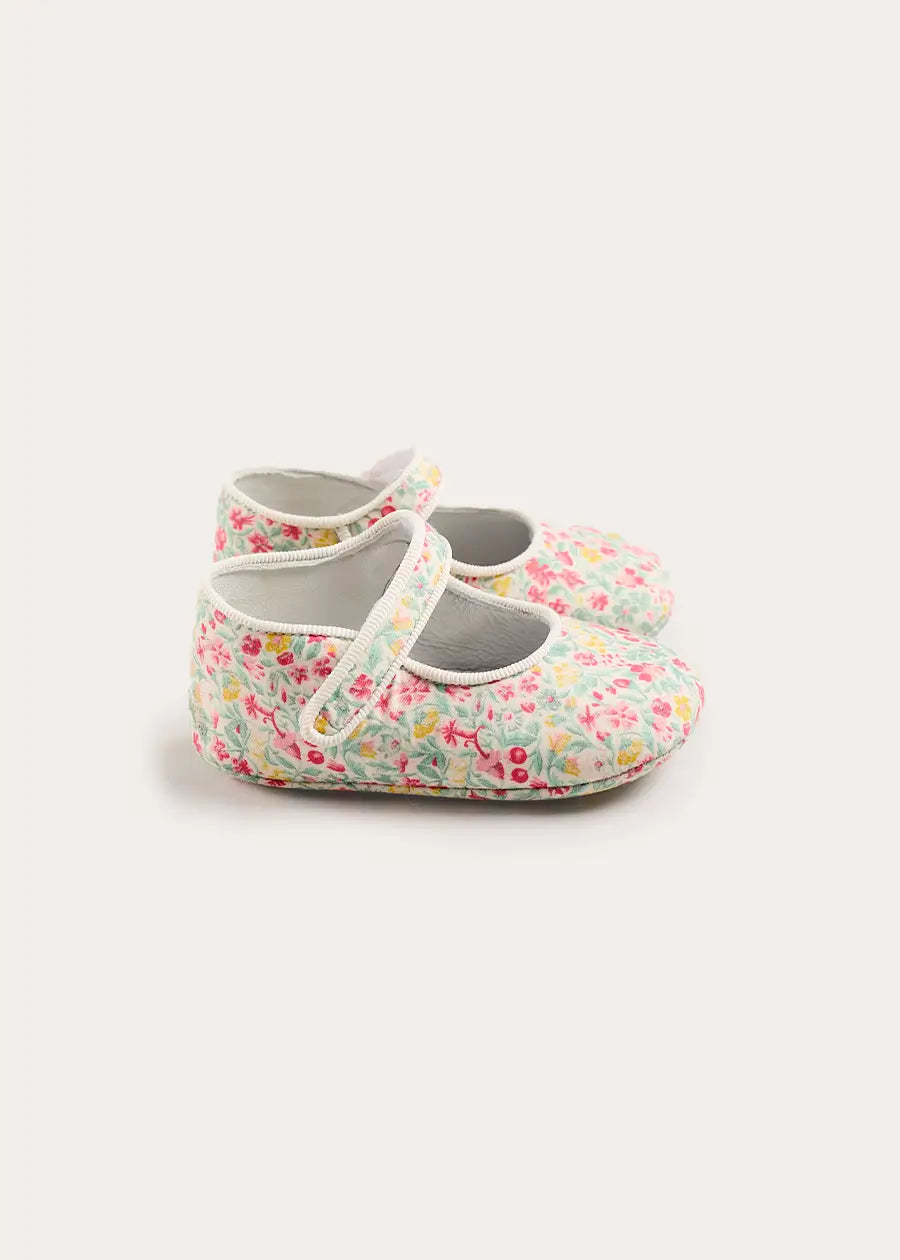 Adelaide Floral Mary Jane Pram Shoes in Pink (17-20EU) Shoes from Pepa London