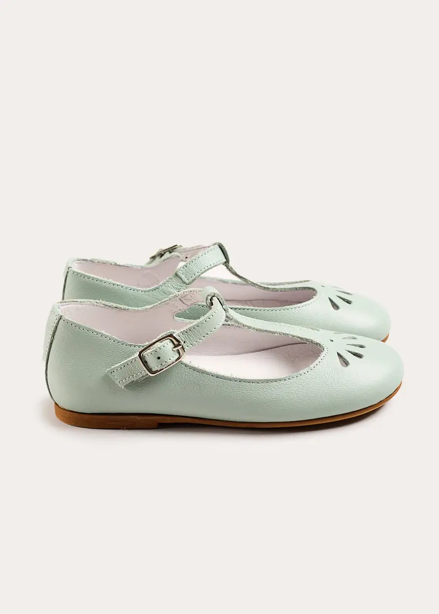 Petal Detail Charlotte Shoes in Mint (21-36EU) Shoes from Pepa London